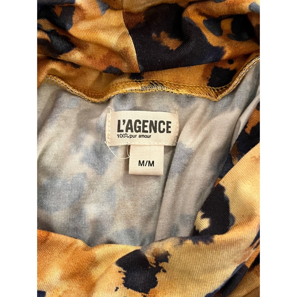 L'AGENCE Ceci Watercolor Leopard Turtleneck Sleeveless Top Medium - Picture 3 of 8